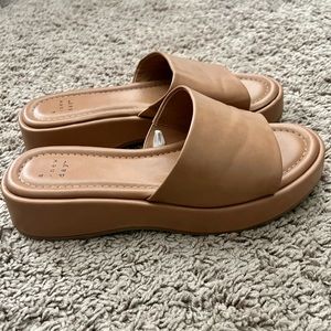 Tan platform slides from “a new day” brand (Target)